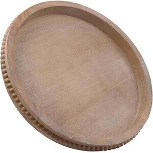 Round Wood Serving Tray Rustic Centerpiece Ottoman Tray Home Decor Organizer
